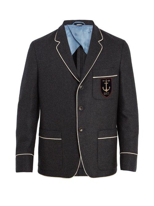 Matchesfashion.com Gucci - Logo Appliqu Cashmere Blazer - Mens - Navy