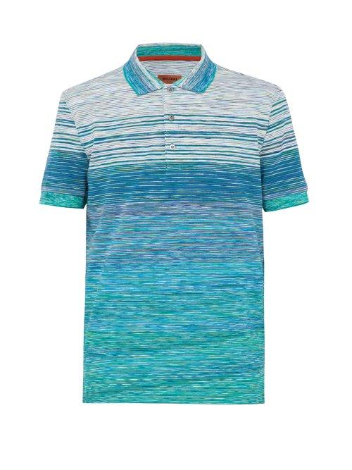 Matchesfashion.com Missoni - Striped Cotton Piqu Polo Shirt - Mens - Green Multi