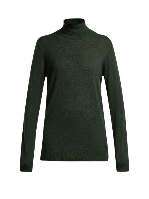 Matchesfashion.com Raey - Roll Neck Fine Knit Cashmere Sweater - Womens - Dark Green