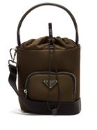 Matchesfashion.com Prada - Logo Plaque Nylon Bucket Bag - Womens - Khaki Multi