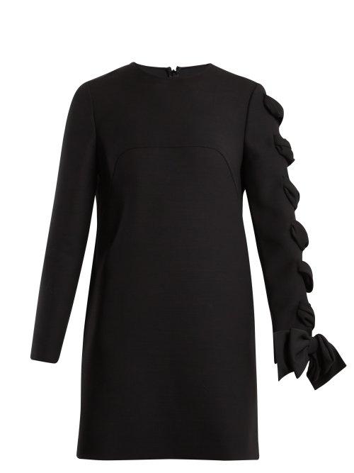 Matchesfashion.com Valentino - Round Neck Wool Cady Dress - Womens - Black