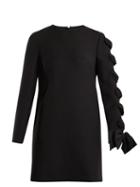 Matchesfashion.com Valentino - Round Neck Wool Cady Dress - Womens - Black