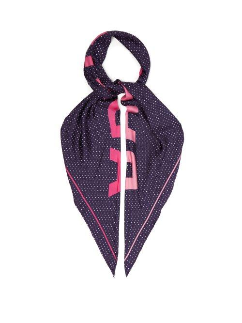 Matchesfashion.com Balenciaga - Polka Dot Logo Silk Twill Scarf - Womens - Pink