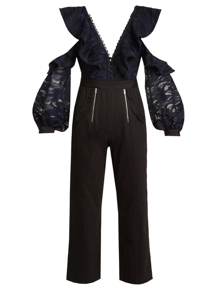 Self-portrait Open-shoulder Straight-leg Jumpsuit