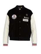 Matchesfashion.com 7 Moncler Fragment - Leather Sleeve Cotton Corduroy Bomber Jacket - Mens - Black White