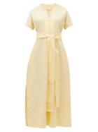 Matchesfashion.com Lisa Marie Fernandez - Rosetta V-neck Belted Linen Maxi Dress - Womens - Yellow