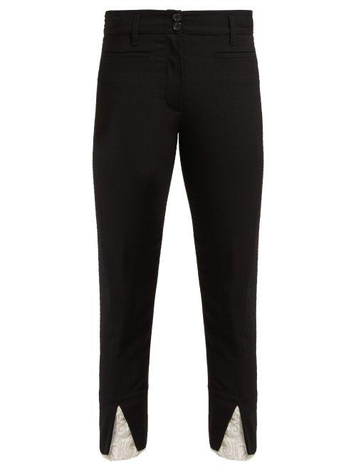 Matchesfashion.com Ann Demeulemeester - Lace Cuff Slim Leg Wool Trousers - Womens - Black