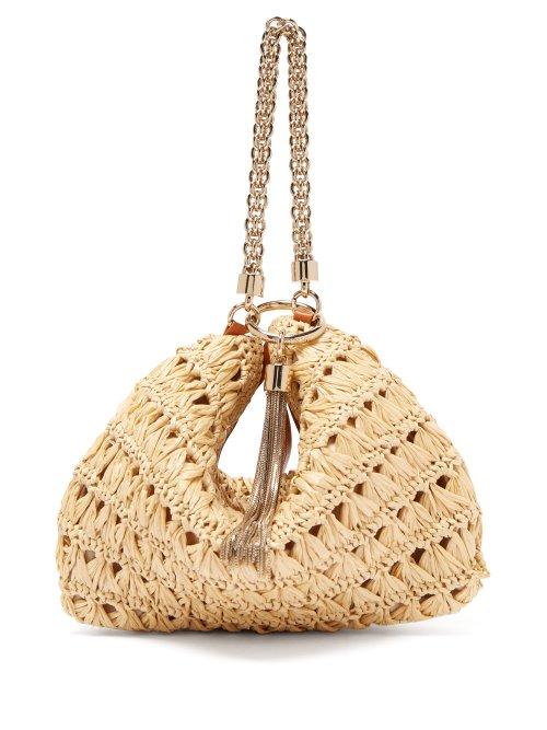 Matchesfashion.com Jimmy Choo - Callie Woven Raffia Chain Tassel Clutch - Womens - Cream