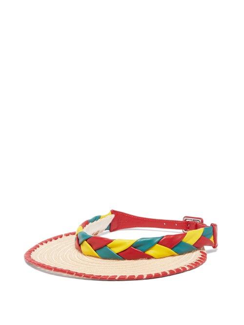 Gabriela Hearst - Carron Leather-trim Straw Visor - Womens - Beige Multi