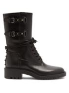 Matchesfashion.com Valentino Garavani - Rockstud Double-buckle Leather Ankle Boots - Womens - Black