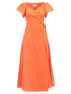 Matchesfashion.com Mara Hoffman - Adelina Floral-jacquard Cotton-blend Wrap Dress - Womens - Orange