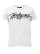 Matchesfashion.com Balmain - Flocked-logo Cotton-jersey T-shirt - Mens - Grey