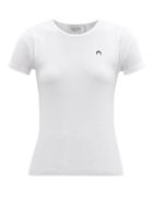 Matchesfashion.com Marine Serre - Crescent Moon-embroidered Organic-cotton T-shirt - Womens - White