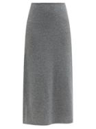 Totme - High-rise Cashmere Midi Skirt - Womens - Mid Grey