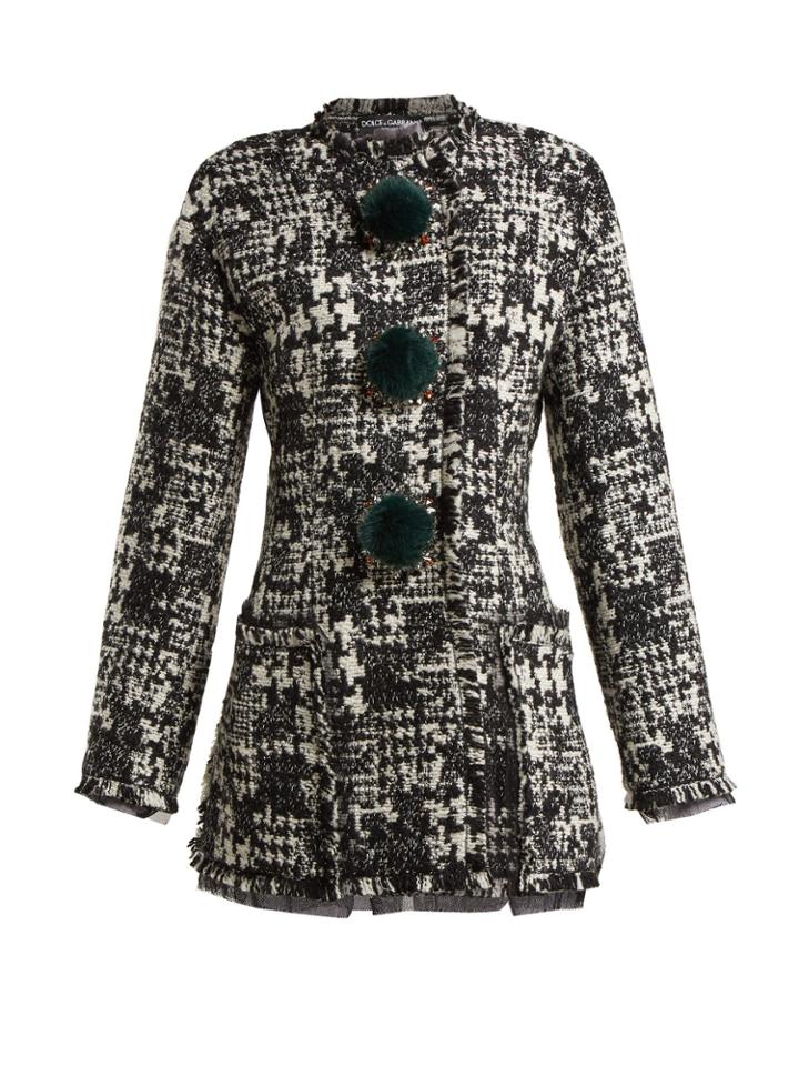 Dolce & Gabbana Pompom-embellished Tweed Jacket
