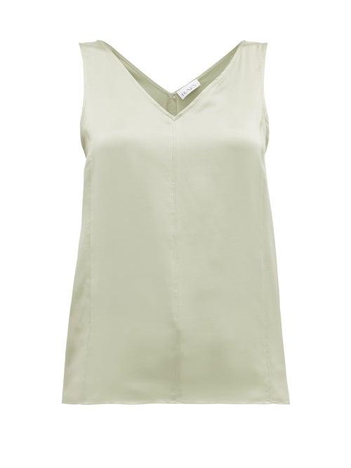 Matchesfashion.com Raey - High V Neck Silk Cami Top - Womens - Light Green