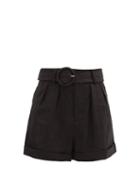 Matchesfashion.com Sir - Ambroise High-rise Belted Linen Shorts - Womens - Black