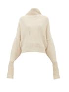 Matchesfashion.com Petar Petrov - Kate Funnel Neck Ribbed Cashmere Sweater - Womens - Beige