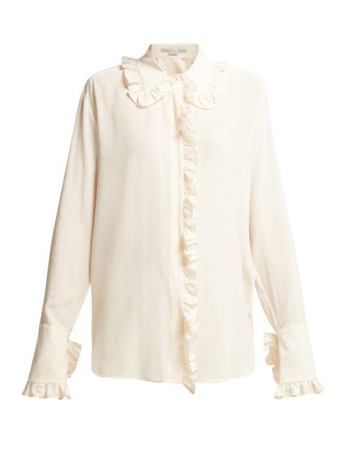 Matchesfashion.com Stella Mccartney - Ruffle Trim Silk Blouse - Womens - Ivory