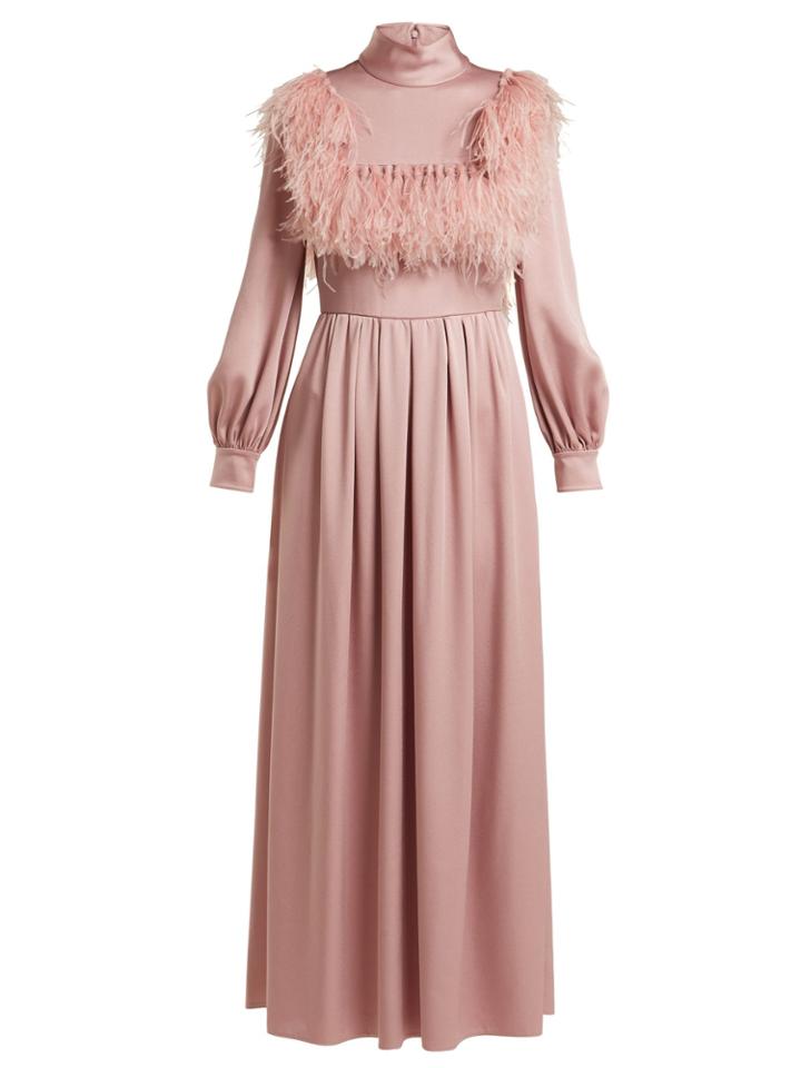 Valentino Ostrich Feather-trim Cady Gown