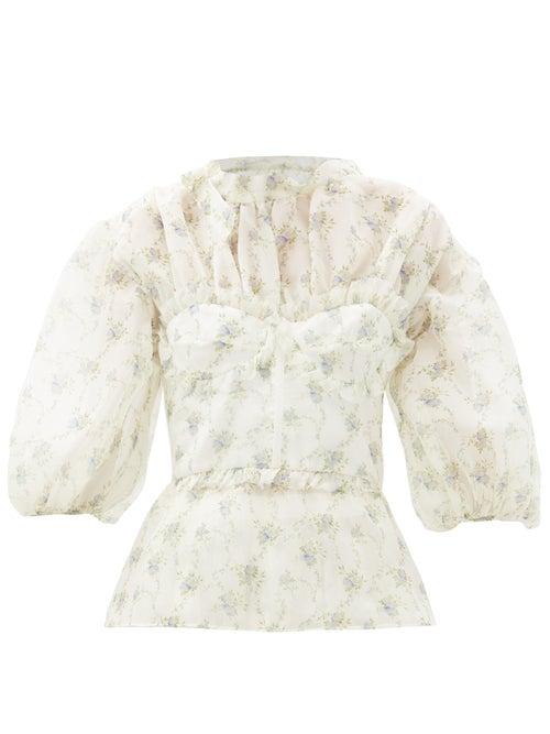 Matchesfashion.com Brock Collection - Ramage Floral-print Silk Blouse - Womens - Cream Multi