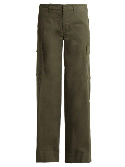 Matchesfashion.com Nili Lotan - Harrow Wide Leg Stretch Cotton Cargo Trousers - Womens - Khaki