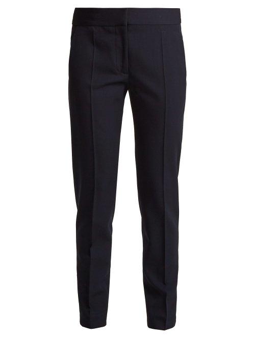 Matchesfashion.com Stella Mccartney - Zip Hem Skinny Wool Trousers - Womens - Navy