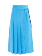 Matchesfashion.com Valentino - Cady Couture Knife-pleat Silk Midi Skirt - Womens - Light Blue