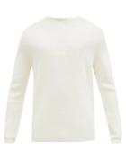 Matchesfashion.com Moncler - Logo-jacquard Wool-blend Sweater - Mens - White