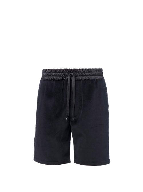Amiri - Satin-stripe Velvet Shorts - Mens - Black