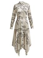 Matchesfashion.com Ganni - Blakely Scarf Print Silk Blend Dress - Womens - White