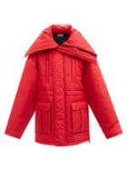 Balenciaga - Drawstring-waist Padded Ripstop Coat - Womens - Red