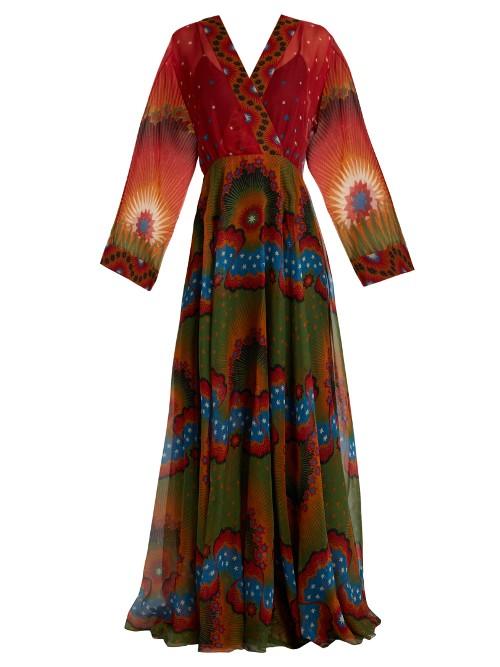 Valentino Enchanted Wonderland V-neck Silk Gown