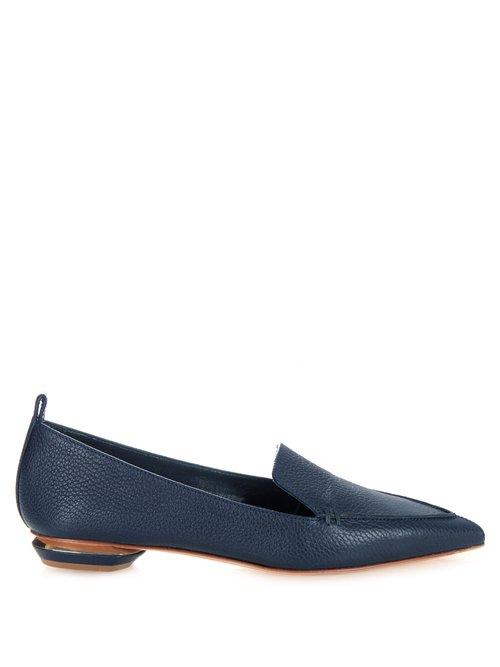 Matchesfashion.com Nicholas Kirkwood - Beya Grained Leather Loafers - Womens - Navy