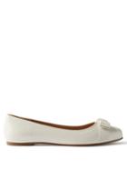 Salvatore Ferragamo - Varina Leather Ballet Flats - Womens - White