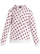 Matchesfashion.com Burberry - Heart Print Cotton Blend Hooded Sweatshirt - Womens - Red Multi