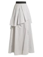 Brunello Cucinelli Tiered Pinstriped Cotton-poplin Skirt
