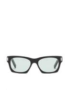 Matchesfashion.com Saint Laurent - Rectangular Acetate Sunglasses - Mens - Black Green