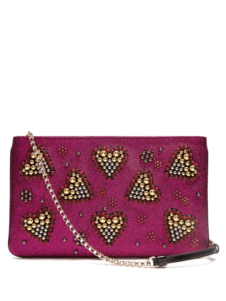 Christian Louboutin Loubiposh Spike-embellished Glitter Pouch