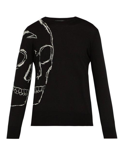 Matchesfashion.com Alexander Mcqueen - Oversized Skull Crew Neck Sweater - Mens - Black Multi