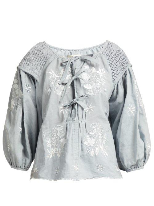 Matchesfashion.com Innika Choo - Oliver Daily Linen Top - Womens - Grey
