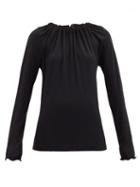 Matchesfashion.com Jil Sander - Gathered-neckline Crepe Blouse - Womens - Black
