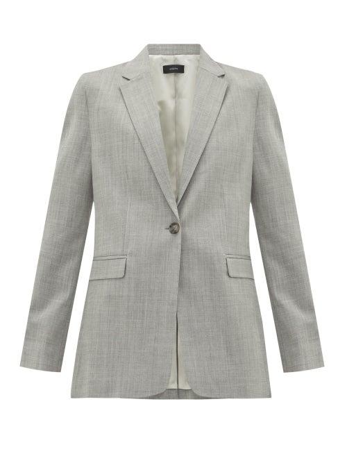 Matchesfashion.com Joseph - New Laurent Single-breasted Wool-blend Blazer - Womens - Grey