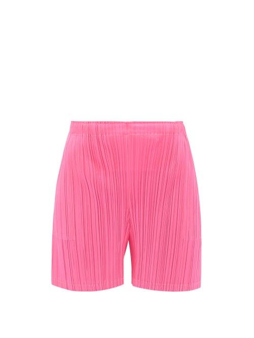 Pleats Please Issey Miyake - Technical-pleated Shorts - Womens - Pink