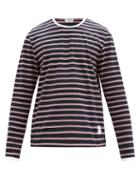 Matchesfashion.com Thom Browne - Striped Cotton-jersey Long-sleeved T-shirt - Mens - Navy
