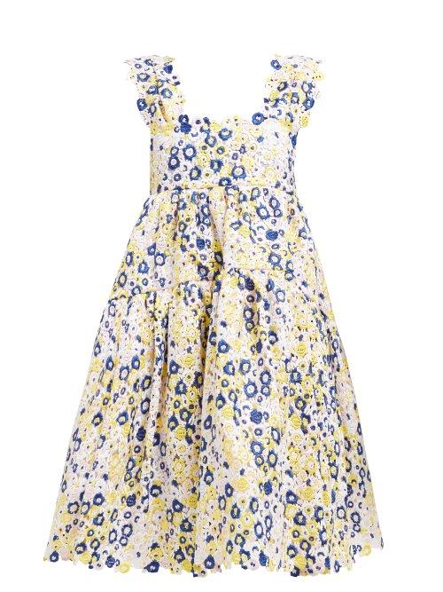 Matchesfashion.com Cecilie Bahnsen - Rue Floral Guipure Lace Knee Length Dress - Womens - White Multi