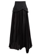 Matchesfashion.com A.w.a.k.e. Mode - Business Maya Pleated Cotton Skirt - Womens - Black