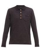 Matchesfashion.com Dunhill - Monogram-embroidered Wool Polo Shirt - Mens - Dark Grey