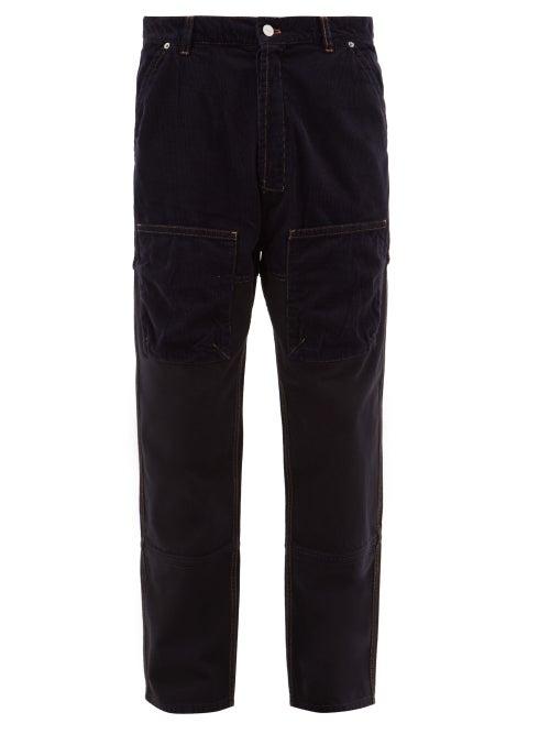 Matchesfashion.com Jacquemus - Corduroy Panelled Straight Leg Jeans - Mens - Navy