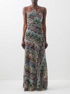 Missoni - Backless Zigzag Crochet Cotton-blend Maxi Dress - Womens - Multi